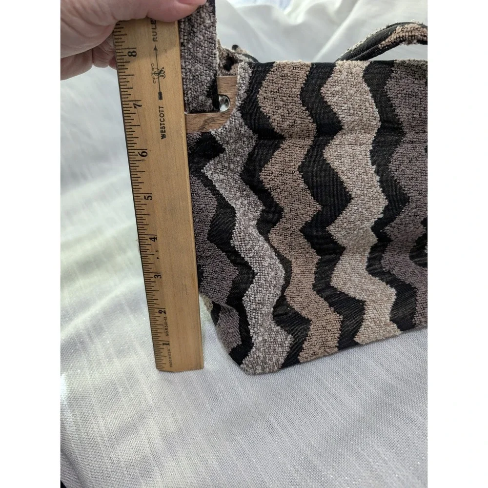 Vintage Tapestry Handbag Wooden Handles Small Boho Purse Lined W/Pockets‎ Retro